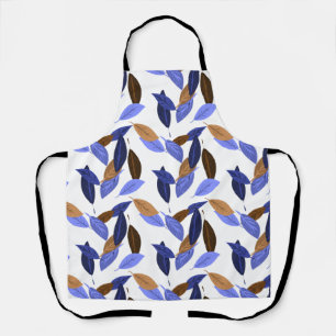 Blue brown leaf apron