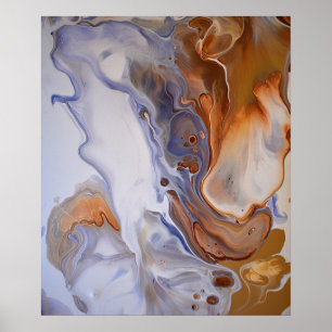 Blue Brown Modern Contemporary Abstract Art Poster