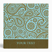 Blue & Brown Paisley Retro Pattern-Template Binder (Front)