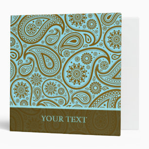 Blue & Brown Paisley Retro Pattern-Template Binder