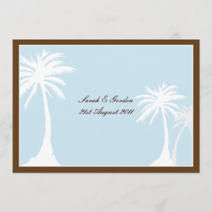 Blue Brown Palm Tree Wedding Invitation