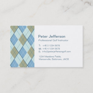 Blue brown pattern Golf instructor business cards