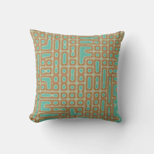 Blue Brown Pattern Throw Pillow