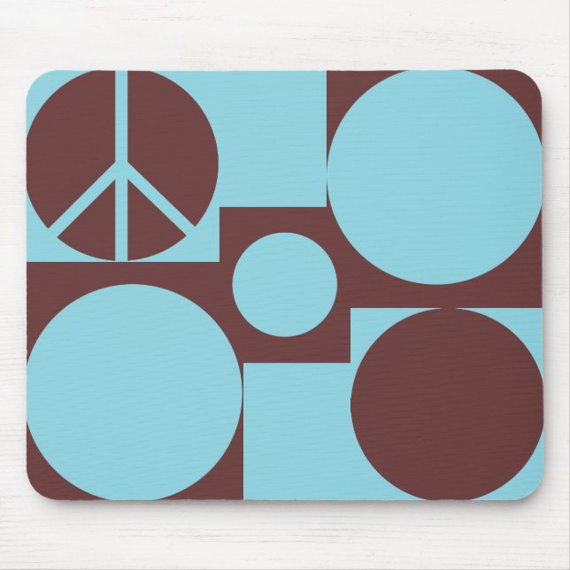 Blue & Brown Peace Dots Mouse Pad (Front)