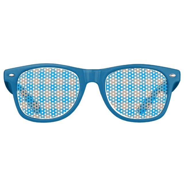 Blue Brown Plaid Seamless Pattern Retro Sunglasses (Front)
