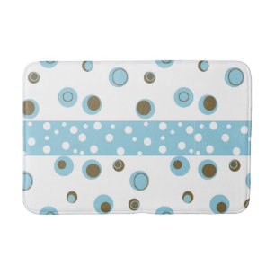 Blue Brown Polka Dots Bathroom Bath Mat