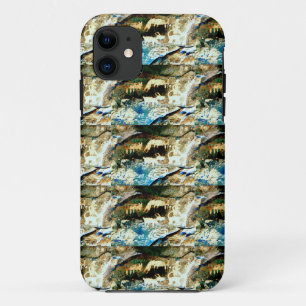 blue brown rock art case