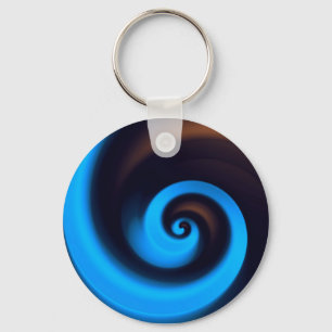 Blue Brown Spiral Cute Cool Modern Abstract Art Keychain