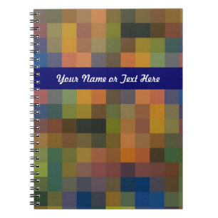 Blue Brown Squares Spiral Notebook
