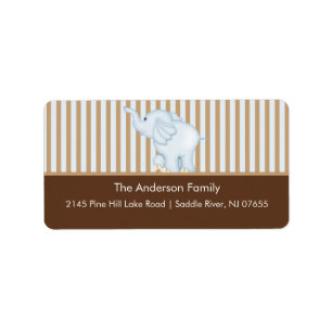 Blue & Brown Sweet Baby Elephant Address Label