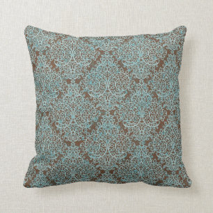 Blue & Brown Swirl Decorative Throw Pillow