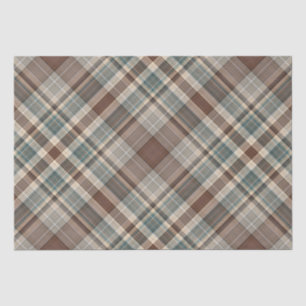 Blue brown tartan check tissue paper