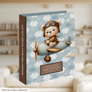 Blue Brown Teddy Bear Baby Memory Album Binder
