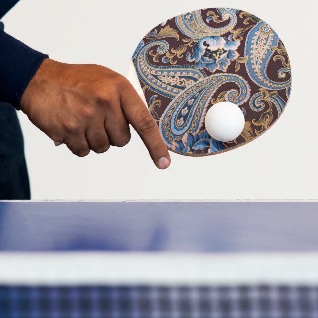 Blue Brown Vintage Paisley New Ping Pong Paddle (Insitu)