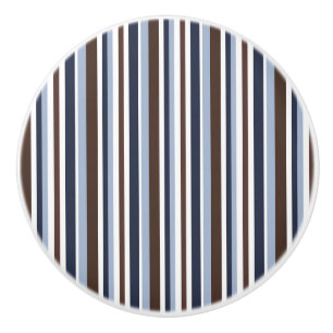 Blue Brown & White Stripes Boys Drawer Dresser Ceramic Knob
