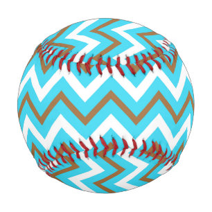 Blue Brown White Zig Zag Lines Geometric Sea Wave Baseball