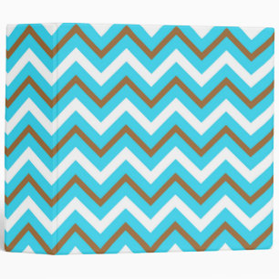 Blue Brown White Zig Zag Lines Geometric Sea Wave Binder