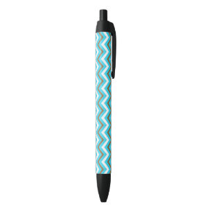 Blue Brown White Zig Zag Lines Geometric Sea Wave Black Ink Pen