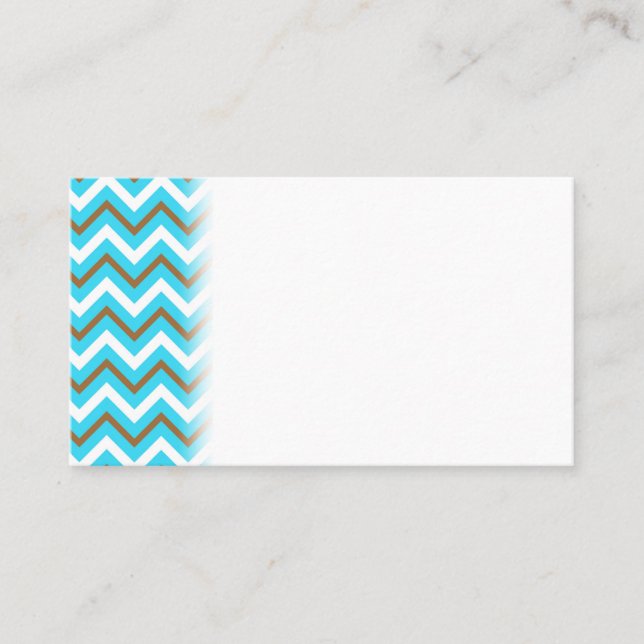 Blue Brown White Zig Zag Lines Geometric Sea Wave Business Card (Front)