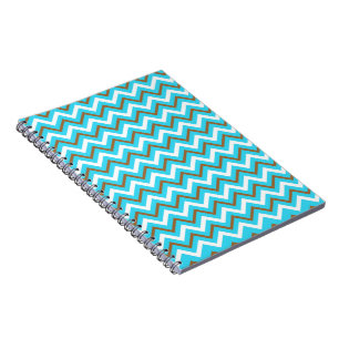 Blue Brown White Zig Zag Lines Geometric Sea Waves Notebook