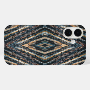 Blue & Brown Wood Beams Photo Perspective Pattern iPhone 16 Case