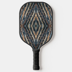 Blue & Brown Wood Beams Photo Perspective Pattern Pickleball Paddle