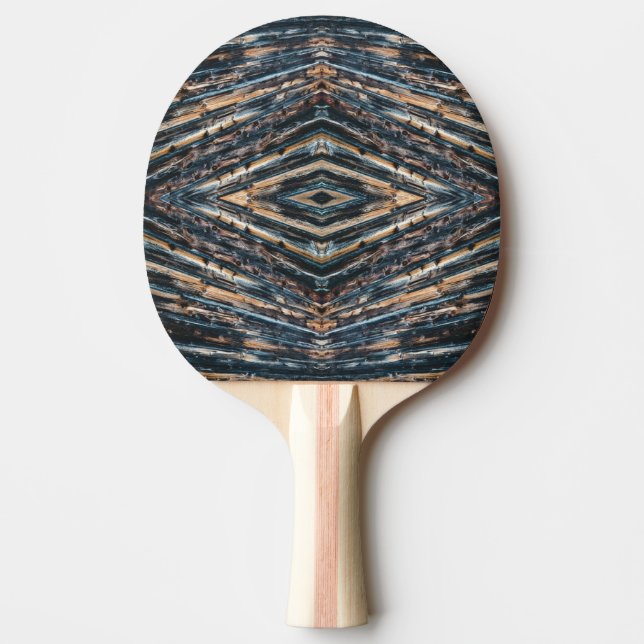 Blue & Brown Wood Beams Photo Perspective Pattern Ping Pong Paddle (Front)