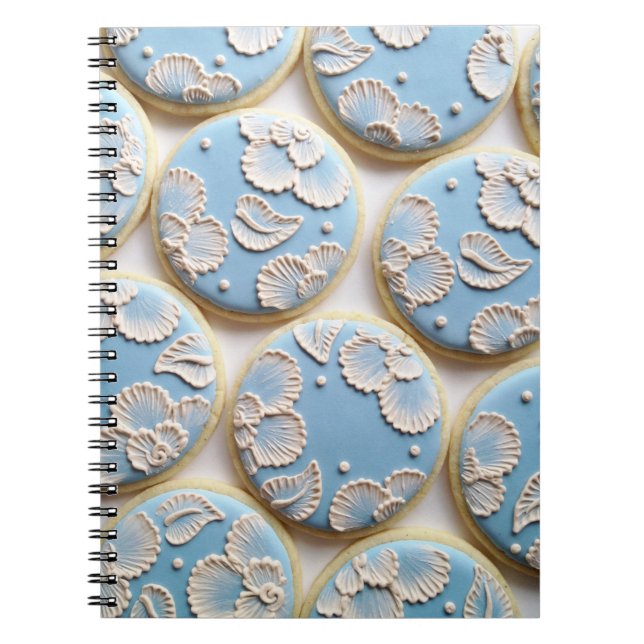 Blue Brush Embroidered Cookies Notebook (Front)