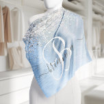 Blue Brushed Metal Silver Glitter Monogram Name Bandana<br><div class="desc">Easily personalize this trendy chic bandana design featuring pretty silver sparkling glitter on a blue brushed metallic background.</div>