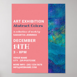 Blue Brushstrokes, Artist Exhibition Advertising Poster