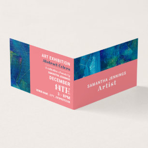 Blue Brushstrokes, Artist Exhibition, Detailed Business Card