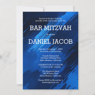 Blue Brushstrokes Custom BAR BAT MITZVAH  Invitation