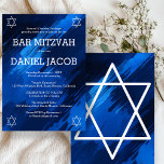 Blue Brushstrokes Stars Custom BAR BAT MITZVAH  Invitation<br><div class="desc">Customize this modern Bar or Bat MItzvah invitation. Click "personalize" to edit the text. You can further adjust the fonts, layout and colours. Everything is customizable. Available as cards, postcards and digital downloads. Please send a message if you have questions or would like something customized. Check our shop for more...</div>