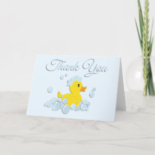 Blue Bubble Bath Baby Thank You Blank Inside Card