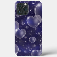 Blue Bubble Hearts Cute Girly 90's Style