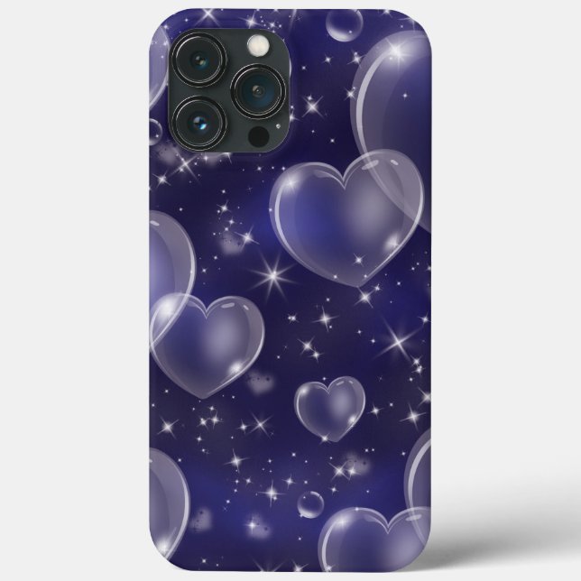 Blue Bubble Hearts Cute Girly 90's Style Case-Mate iPhone Case (Back)