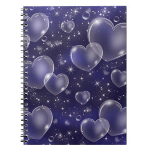 Blue Bubble Hearts Cute Girly 90's Style Design Notebook