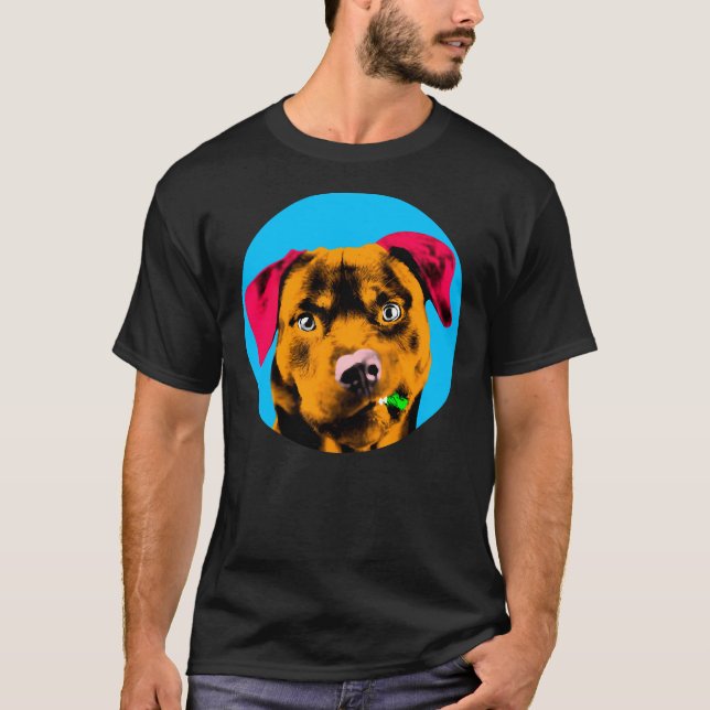 Blue Bubble Rottweiler Dog Pop T-Shirt (Front)