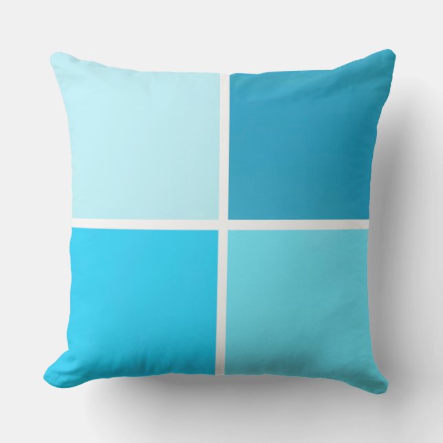 Blue Bubble Squares Outdoor Pillow (Front)