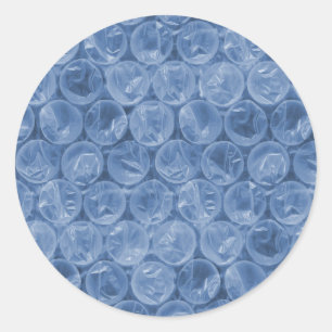 Blue bubble wrap classic round sticker
