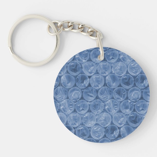 Blue bubble wrap keychain (Front)