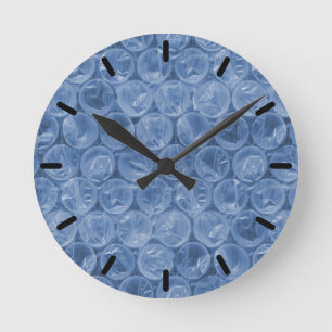 Blue bubble wrap round clock