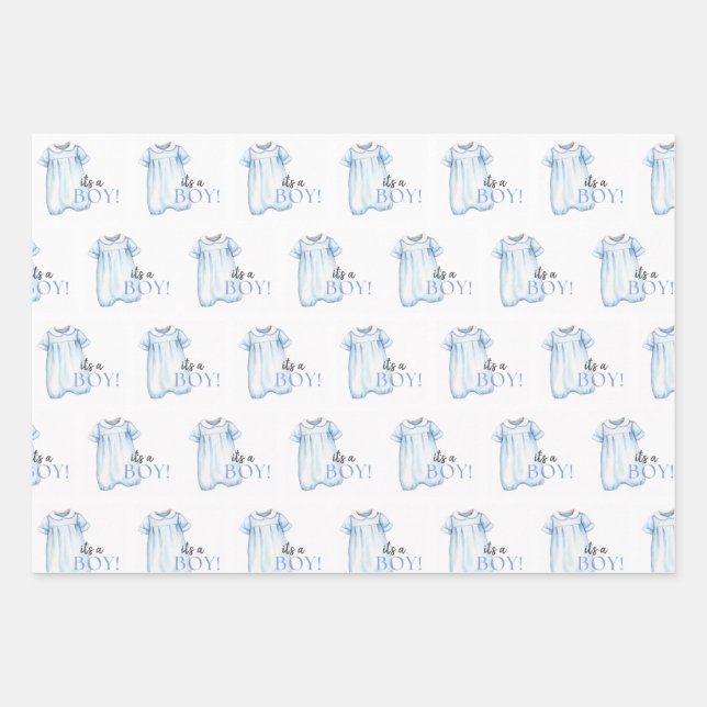 Blue Bubble Wrapping Paper Flat Sheet Set of 3 (Front 3)