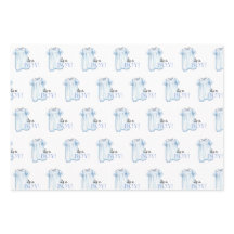 Blue Bubble Wrapping Paper Flat Sheet Set of 3