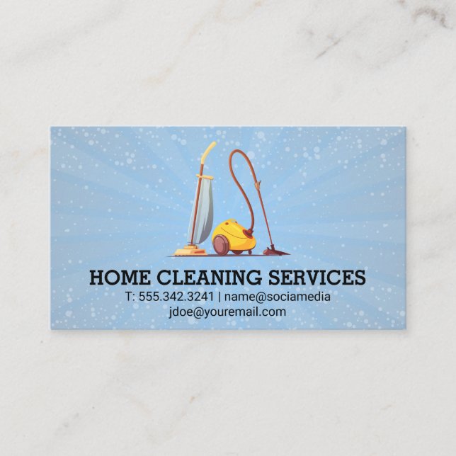 Blue Bubbles Background | Vacuums Business Card (Front)