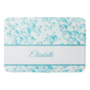 blue bubbles bath mat