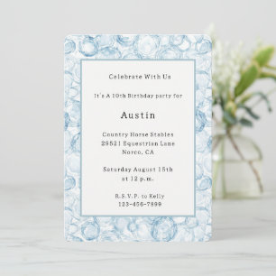 Blue Bubbles Birthday Invitation