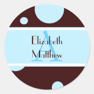 Blue Bubbles Customize Last and First Name Sticker