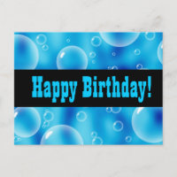 Blue Bubbles Happy Birthday