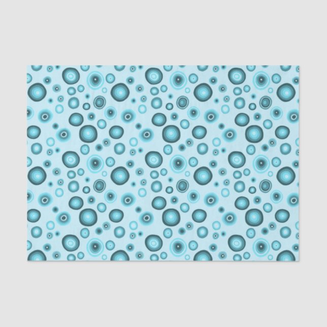 Blue Bubbles Modern Circles Pattern Gift Tissue Paper (Front)